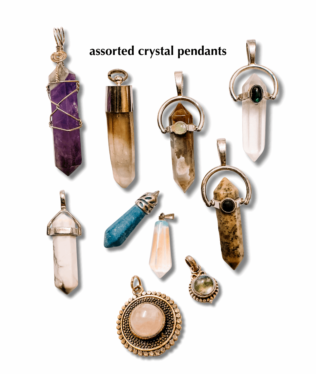 assorted premium gemstone pendants