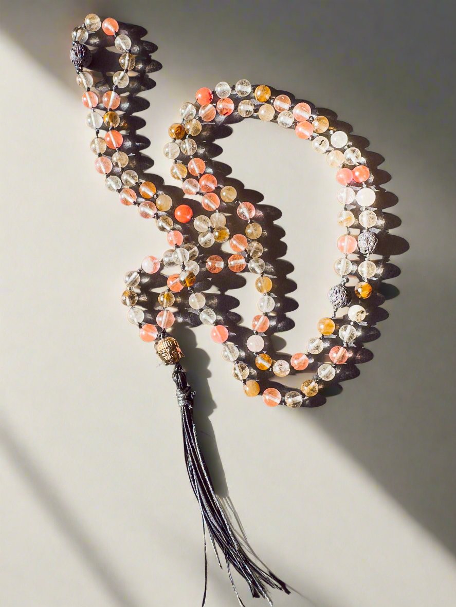 volcano cherry quartz mala